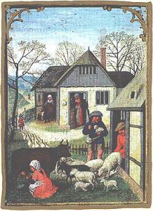 motif animaldairy-scene-from-the-da-costa-hours-flemish-1515